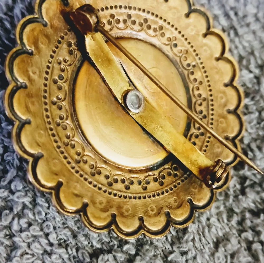 **Vintage Bronze Medallion Brooch - Picture 4 of 6